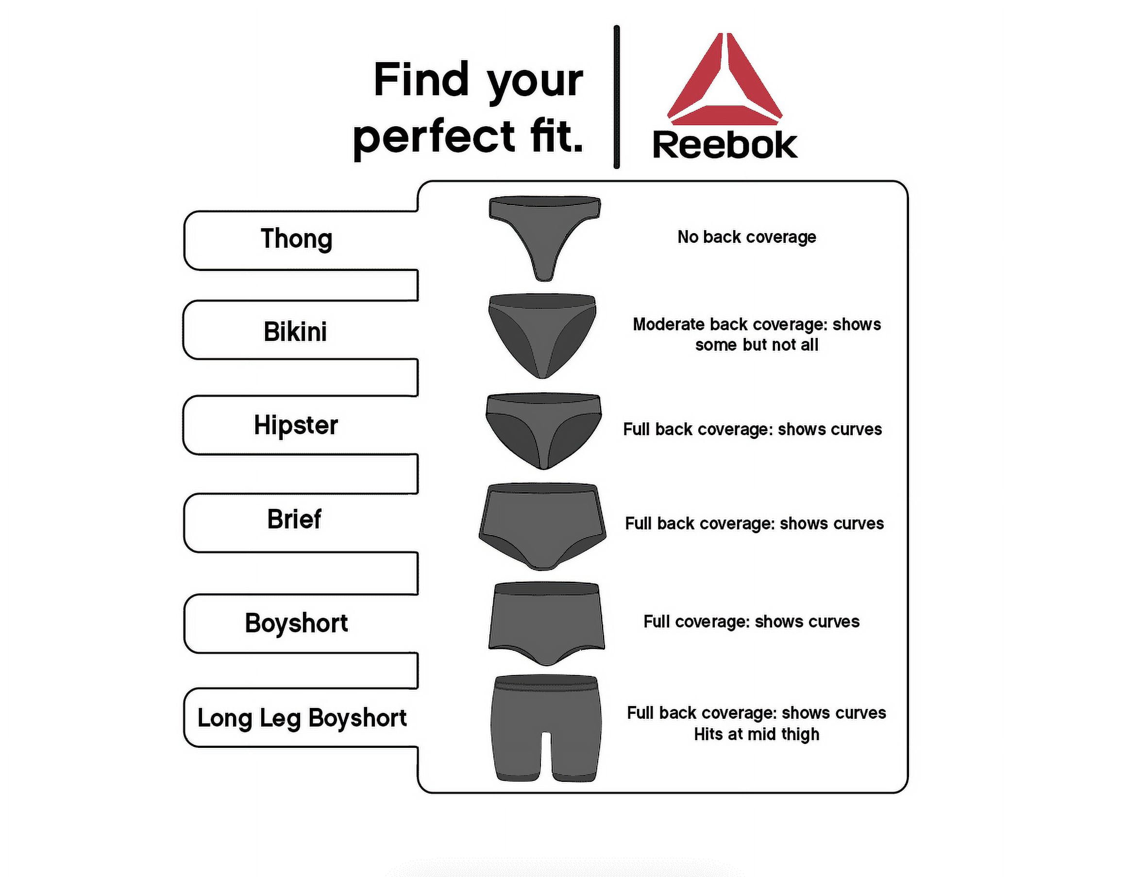 Reebok Women's Seamless Long Leg Boyshort Underwear, 3-Pack, Sizes XS-3XL
