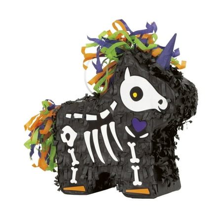 Way to Celebrate! 7.5" Mini Skeleton Unicorn Pinata Favor Decoration