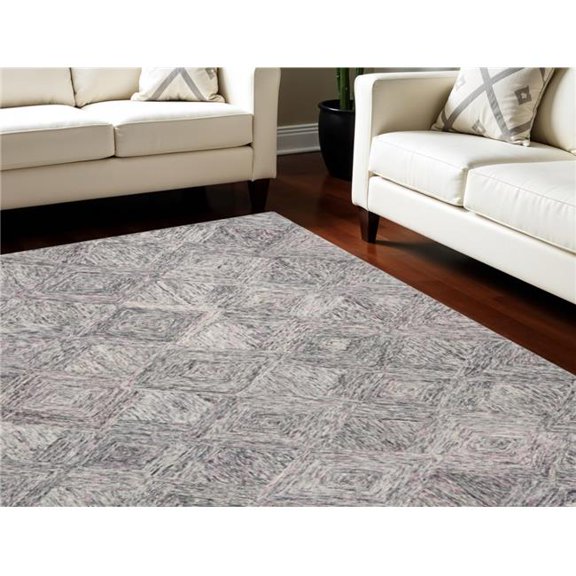 HomeRoots 554763 8 x 11 ft. Wool Geometric Rectangle Area Rug, Ivory, Black & Gray