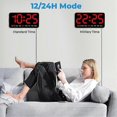 thumbnail image 3 of Digital Wall Clock, 9 Inch LED Digital Clock with 12/24h, Big Numbers, Small Silent Wall Claw BlackRed Letters, 3 of 5