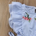 thumbnail image 3 of Toddler Kids Baby Girl Flower Stripe Ruffle Romper Jumpsuit Outfits Clothes, 3 of 5