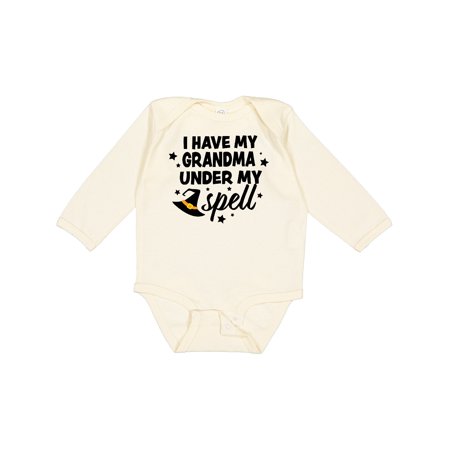 

Inktastic I Have My Grandma Under My Spell with Cute Witch Hat Gift Baby Boy or Baby Girl Long Sleeve Bodysuit