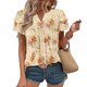 thumbnail image 2 of Camisas de Cuello de Tripulación de Manga Corta para las Mujeres Plisado Mangas de Ruffle, Cuello Redondo Casual Primavera Y Blusa de Verano, 2 of 7