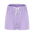 thumbnail image 4 of Lenpel Women's Shorts Trendy Elastic High Waisted Drawstring Eyelet Embroidered Comfy Lounge Shorts Casual Summer Shorts with Pockets, 4 of 6