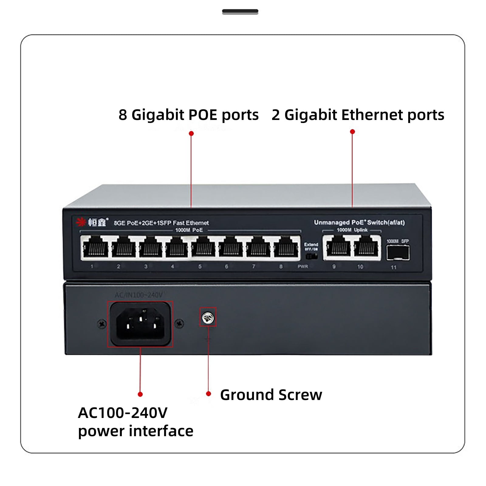 APPLAYERR Unmanaged Gigabit POE Switch, 10 Ports, for Home/Office Network Expansion, Auto-Sensing Output Power