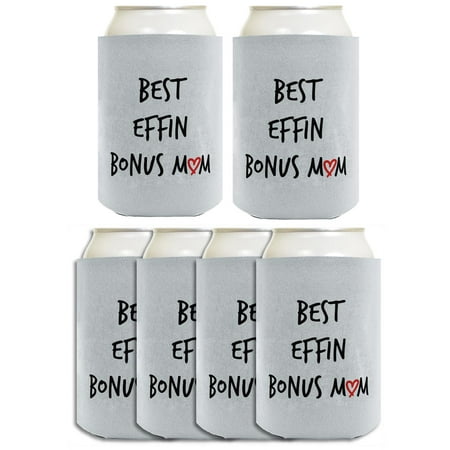 

ThisWear Adopted Mom Gift Best Effin Bon-s Mom Ever Handwritten Text 6-Pack Can Drink Coolies Handwritten