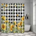 thumbnail image 6 of Bathroom Shower Curtain Summer Farmhouses Sunflowers Waterproof Shower Curtains with Hooks, Black White Check Bath Curtains Bathtub Curtain Home Decor 72x72in, 6 of 9