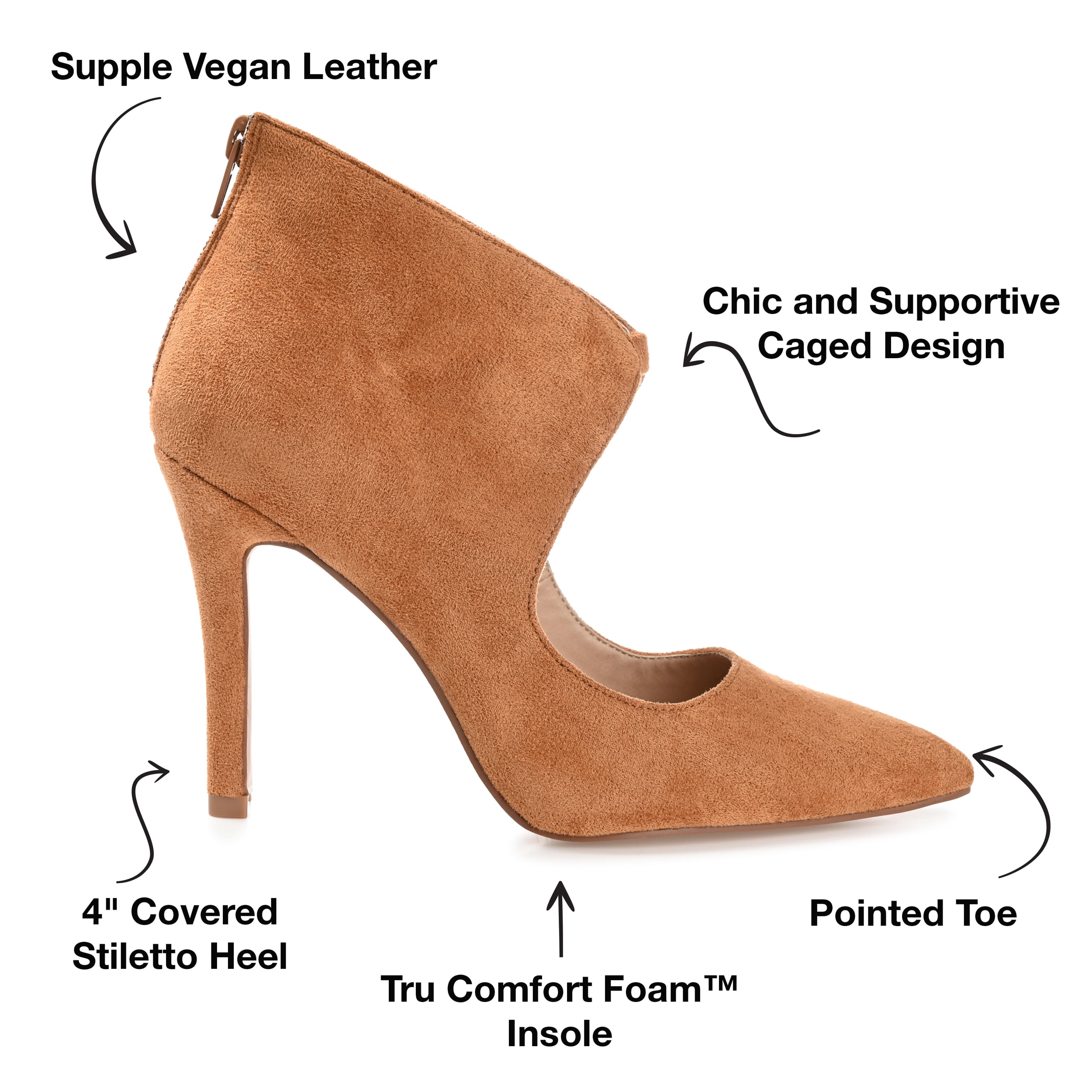 Journee Collection Womens Junniper Back Heel Zip High Stiletto Pointed Toe Pumps