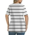 thumbnail image 2 of Lmnyox Plus Size Striped Tops Women's Oversized Cross V Neck Blouse Shirts Casual Short Sleeve Summer Tees, 2 of 6