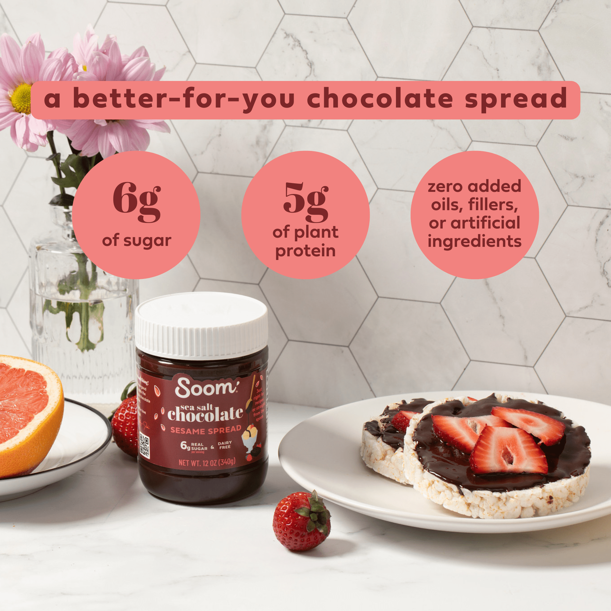 Soom Foods Creamy Chocolate Sea Salt Tahini Sesame Paste Spread, 12 oz Jar (Nut-Free Dairy-Free)