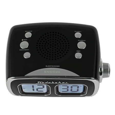 Studebaker - SB3500 Retro Digital AM/FM Dual Alarm Clock Radio with Bluetooth - Black