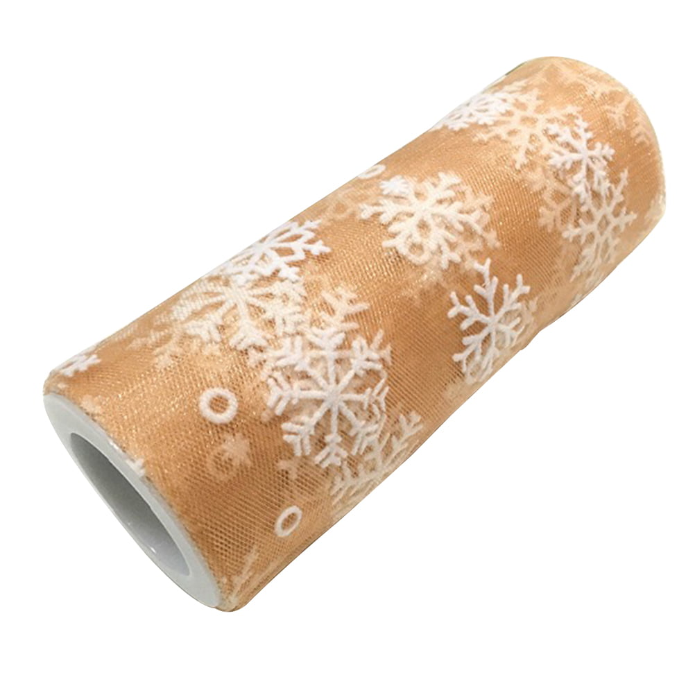 15cm 10Yards Christmas Snowflake Tulle Roll Glittering Organza Gauze Snowflake Ribbon for Christmas Decoration Gift Wrapping par