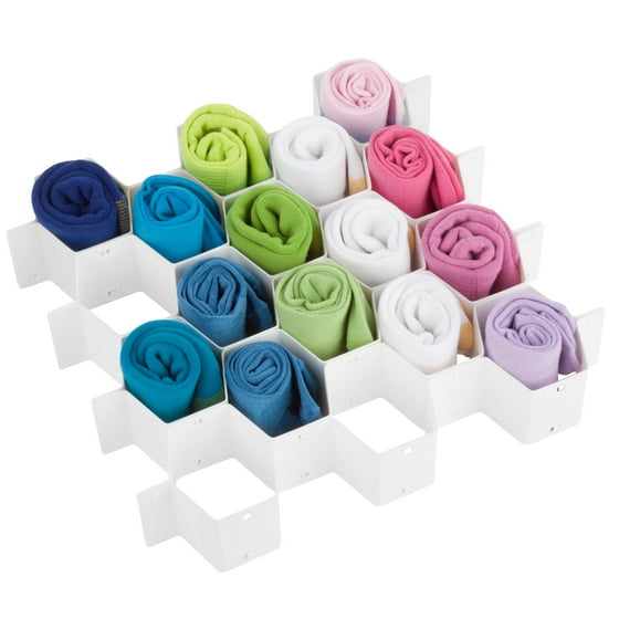 Honey Can Do 32-Compartment Interlocking Drawer Organizer, White