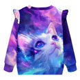 thumbnail image 6 of Yuyamidu Galaxy Cat Sweatshirt Girls 3T 4T Crewneck Ruffle Shoulder Long Sleeve Top Cute Animal Graphic Sweatshirt Y2K Casual Outfits Soft Lightweight Outdoor Play Clothes, 6 of 8