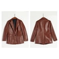 thumbnail image 4 of Long Sleeve Pu Jacket Turn-Down Collar Casual Faux-Leather Button Coat, 4 of 5