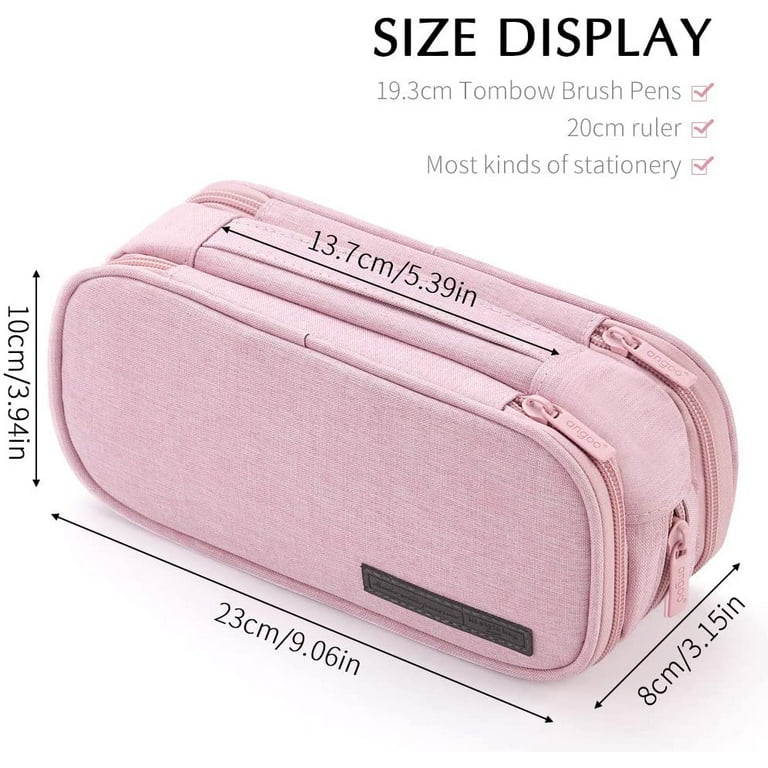 Enday Big Capacity Pencil Case, 3 Compartments Pencil Bags With Zipper,  Pink : Target
