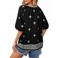 thumbnail image 5 of UVN Summer Tops for Women Short Sleeve V Neck Boho Casual Blouses Ladies Floral Print Tie Front Flowy Shirts, 5 of 9