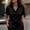 *Black, variant on Silk Satin Button Down Shirts for Women ,Short Sleeve V Neck Casual Work Office Blouse Tunic Tops Red,Womens Plus L