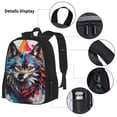 thumbnail image 3 of Disketp Tie-Dye Wolf Head Mochila Estampada de Gran Capacidad con Lonchera y Estuche, Set de 3 Piezas para Estudiantes, 3 of 7