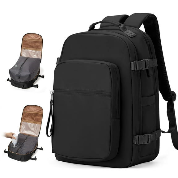 Vacuum Seal Backpack for Travel with Vacuum Compression, Air Seal Travel Backpack with Portable Air Pump Carry on Luggage Airline Approved for Women Men Large Vac Pack Airback Laptop Backpack Black