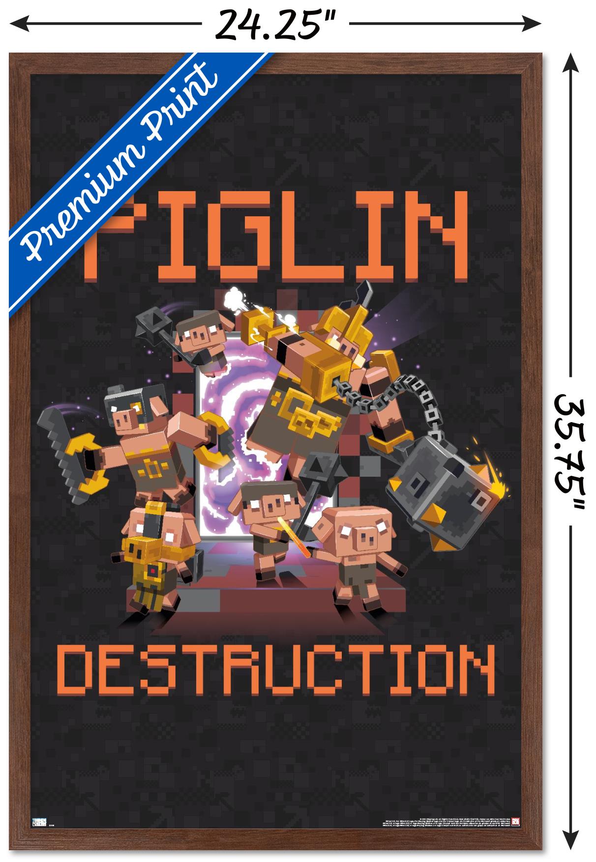 Minecraft: Legends - Piglin Destruction Wall Poster, 22.375" x 34" Framed