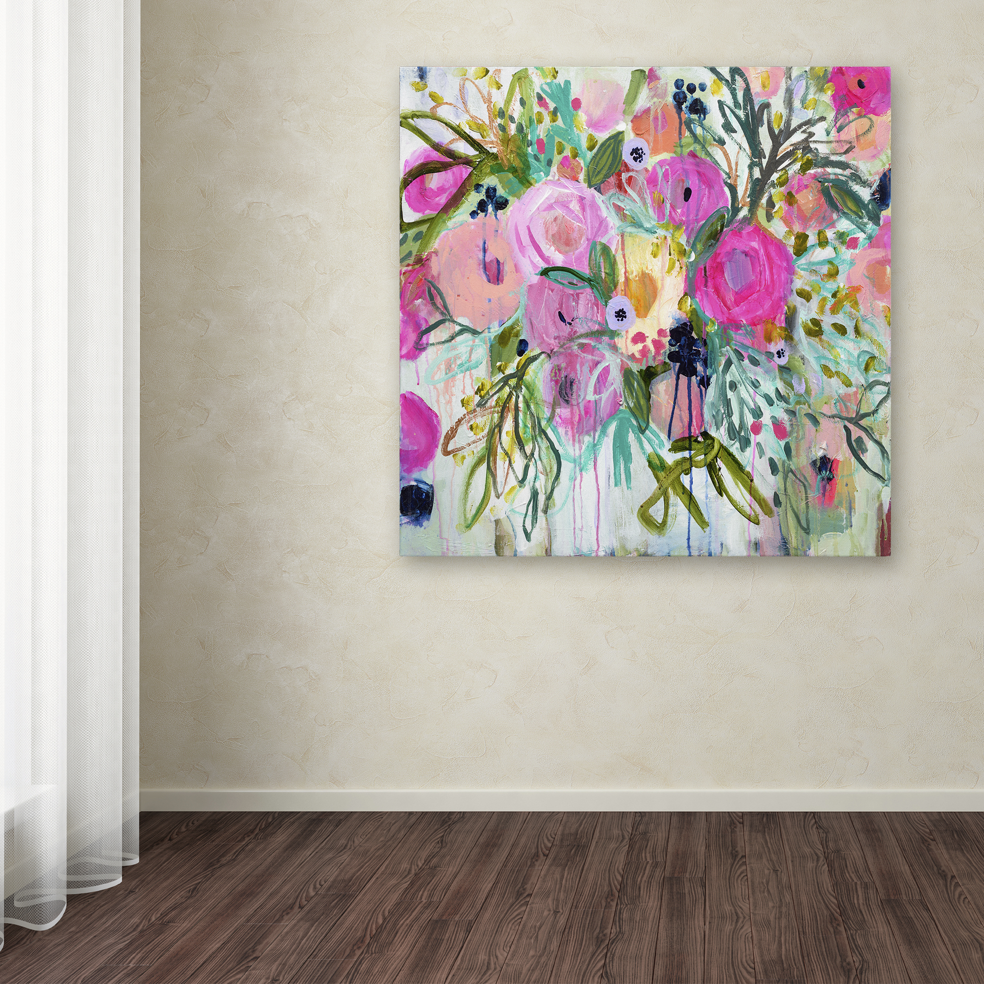Trademark Fine Art 24x24 Floral Canvas Wall Art 'Rose Burst' by Carrie Schmitt