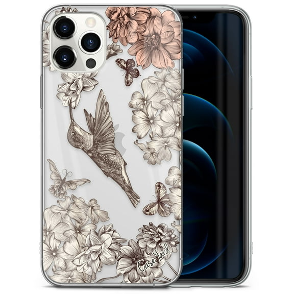 TPU Clear Case for iPhone 13 Pro with Vintage Hummingbird design phone cover
