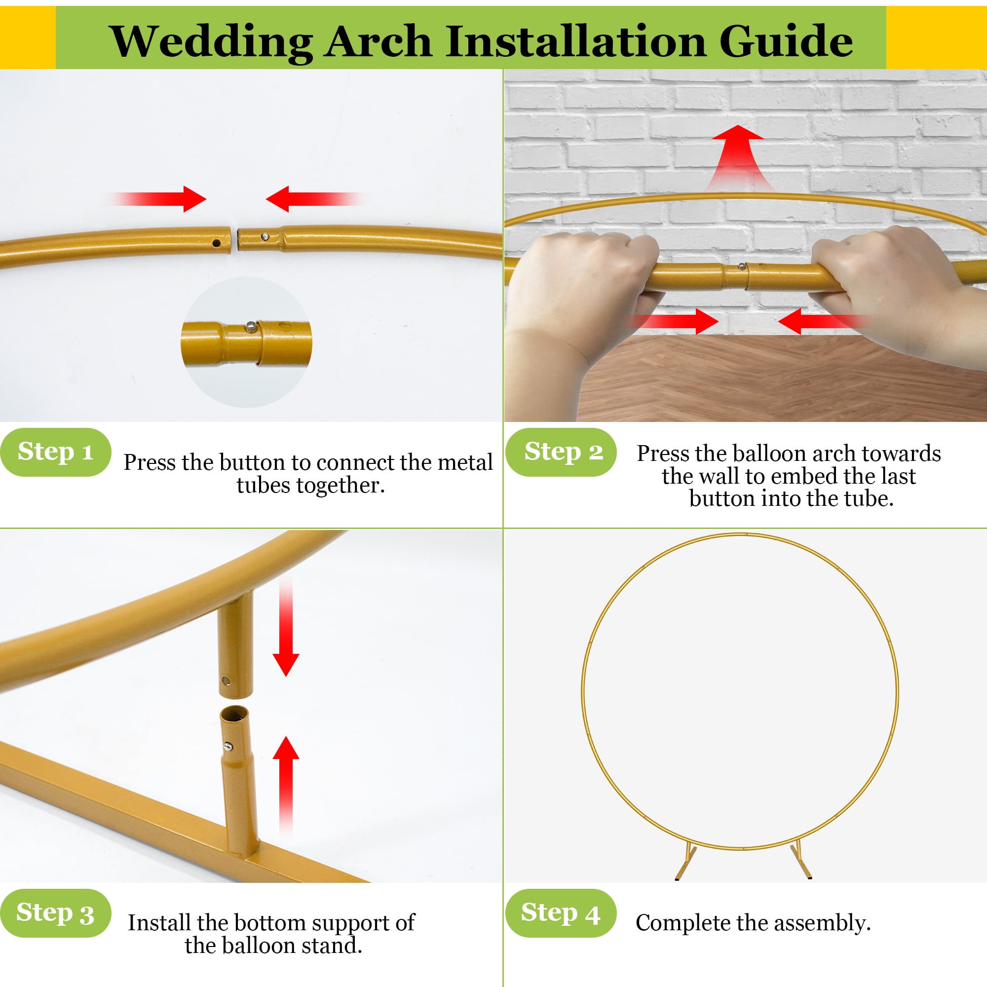 JOPESO 6.6FT Garden Arch for Wedding, Metal Round Backdrop Stand Wedding Arch, Circle Arch Frame Balloon Backdrop Stand with Base for Party Birthday Graduation Baby Shower Anniversary Ceremony Decor