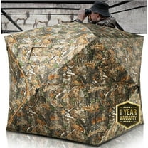 Hunting Blind 270 Degree See Through Ground Blind - 3-4 Person Pop Up Deer Blind with Carrying Bag - 300D Reinforced Turkey Blind
