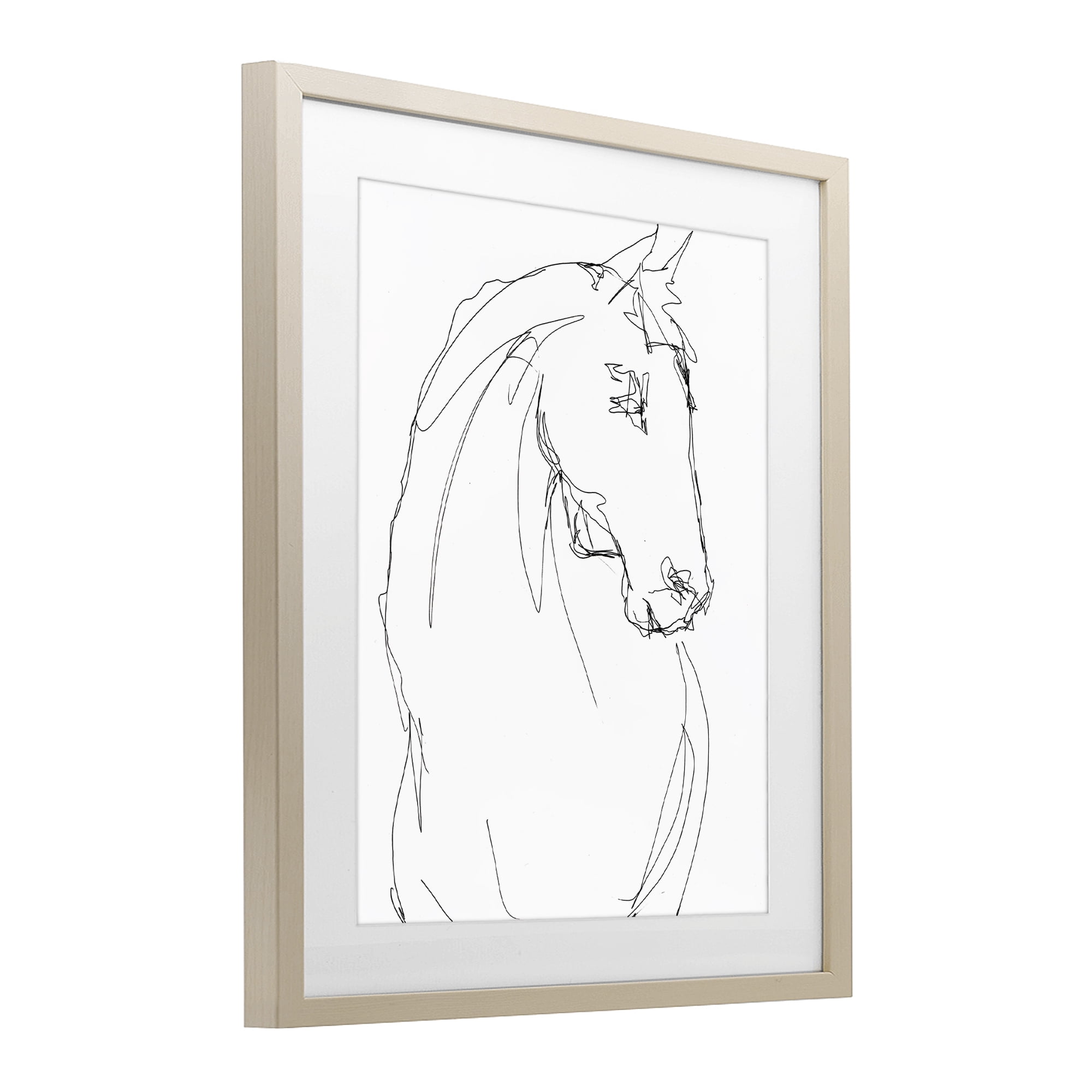 Stupell Industries Sketched Horse Contour Birch Framed Print Under Glass, design by Lorenzo Collective