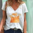 thumbnail image 1 of Hauts d'Été Grande Taille pour Femmes Mode Décontractée Tendance T-Shirt Col en V Imprimé Manches Courtes T-Shirt Col en V Femmes en Liquidation, 1 of 3