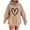 Khaki2, variant on UAMVSH Womens Oversized Hoodies Casual Heart Print Long Sleeve Valentine's Sweatshirt Loose Fit Drop Shoulder Pullover Tops with Pocket