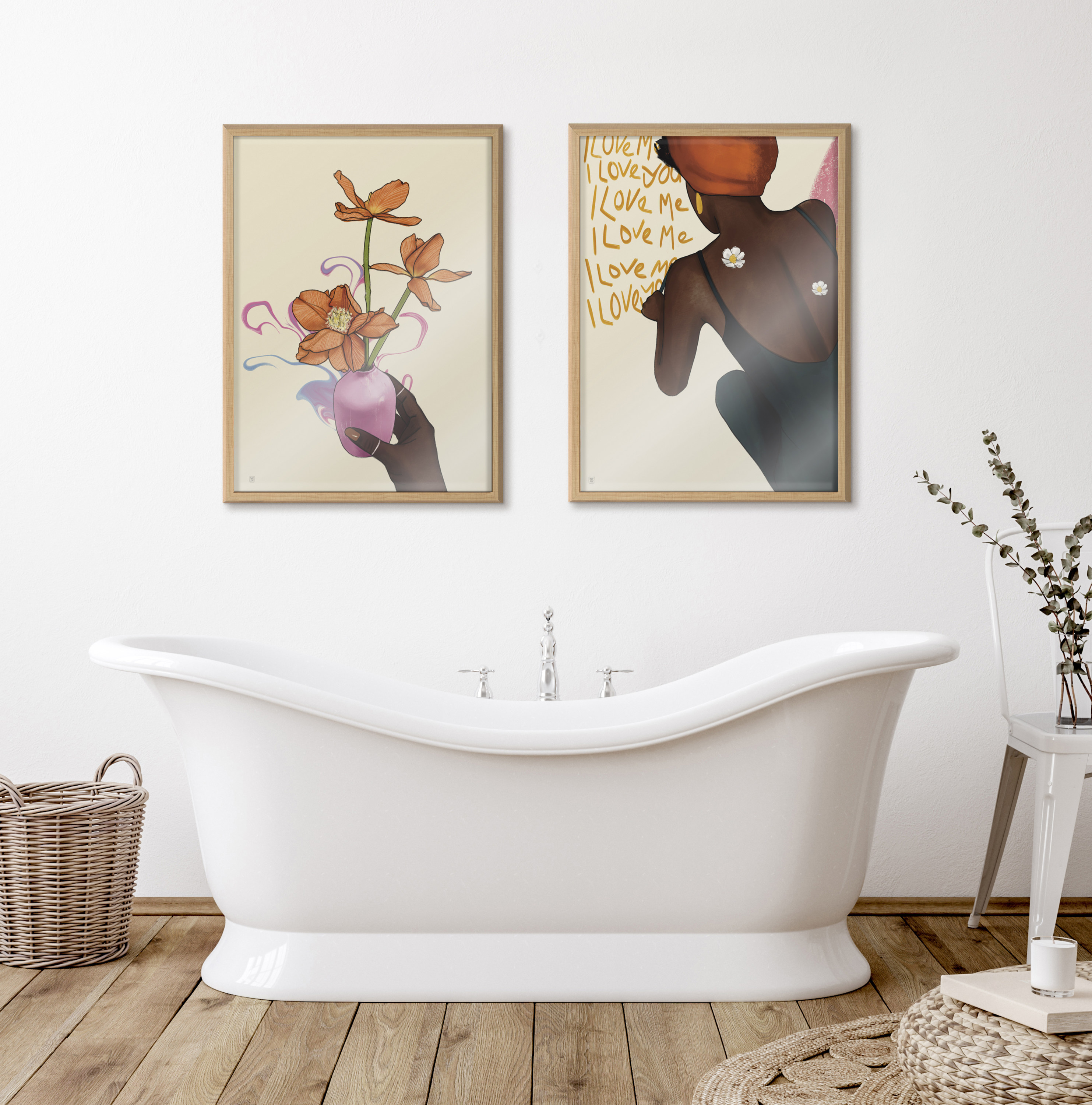 Blake I Love Me I Love You 18 in x 24 in Framed Painting Art Prints, by Kate and Laurel