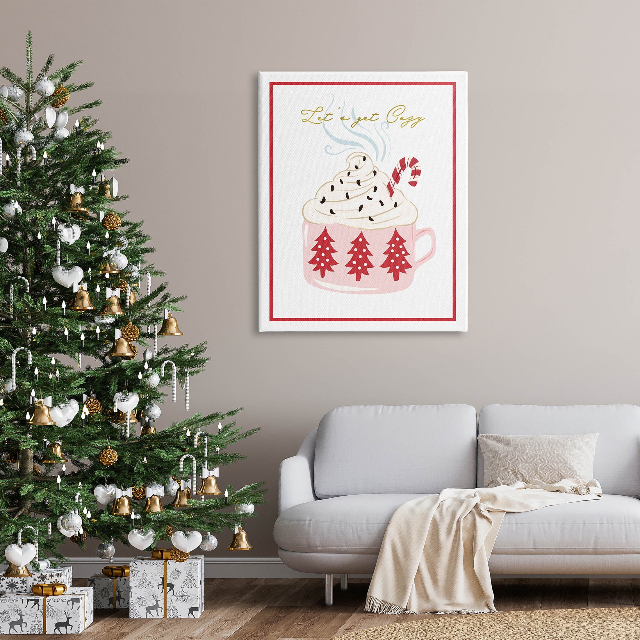 Stupell Industries Let's Get Cozy Pink Cocoa Graphic Art Gallery Wrapped Canvas Print Wall Art, Design by The Saturday Evening Post