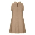 thumbnail image 6 of JGGSPWM Womens Flower Solid Embroidered Floral Dress Summer Beach Vacation Casual Comfy Sundress Crewneck Sleeveless Dresses Khaki XXL, 6 of 6