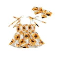 thumbnail image 1 of Barboteuse Fleurie d'Été Sans Manches à Taille Haute pour Bébé + Bandeau, 1 of 7