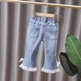 thumbnail image 5 of LYHaoo Girls' Denim Flared Pants For Kids 2025 Spring Arrival Slim Fit Long Pants For Children 3 13 Girls Pants Sizes 160 White, 5 of 6
