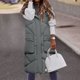 thumbnail image 4 of Gibobby Chaleco largo de invierno para mujer, Chaleco largo acolchado para mujer, casual, sin mangas, con capucha, bolsillos con cierre(Gris,XG), 4 of 5