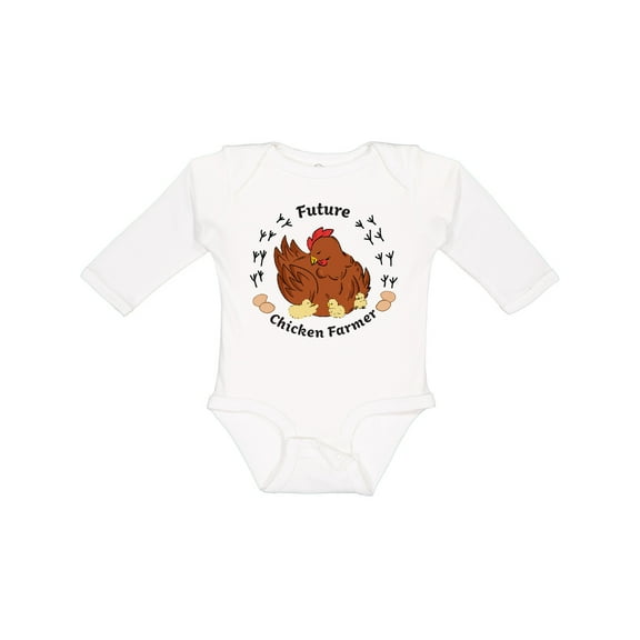 Inktastic Future Chicken Farmer-Mother Hen and Chicks Boys or Girls Long Sleeve Baby Bodysuit