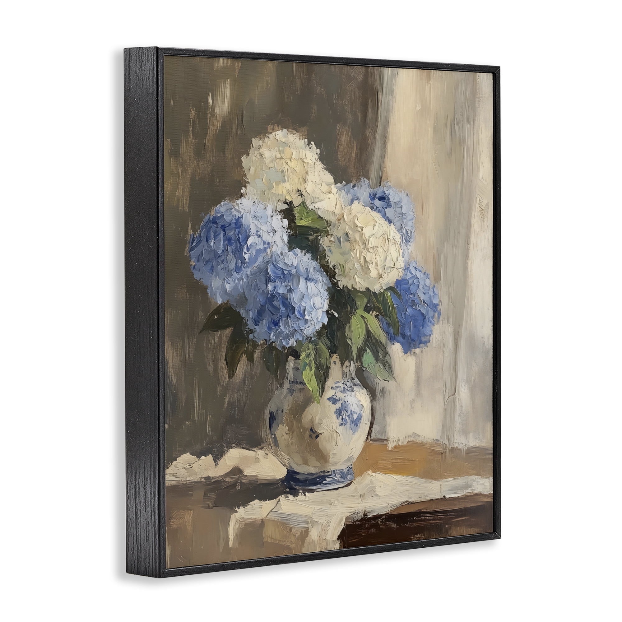 Stupell Industries Vintage Hydrangea in Ceramic Vase Black Framed Giclee Art, design by LSR Design Studio