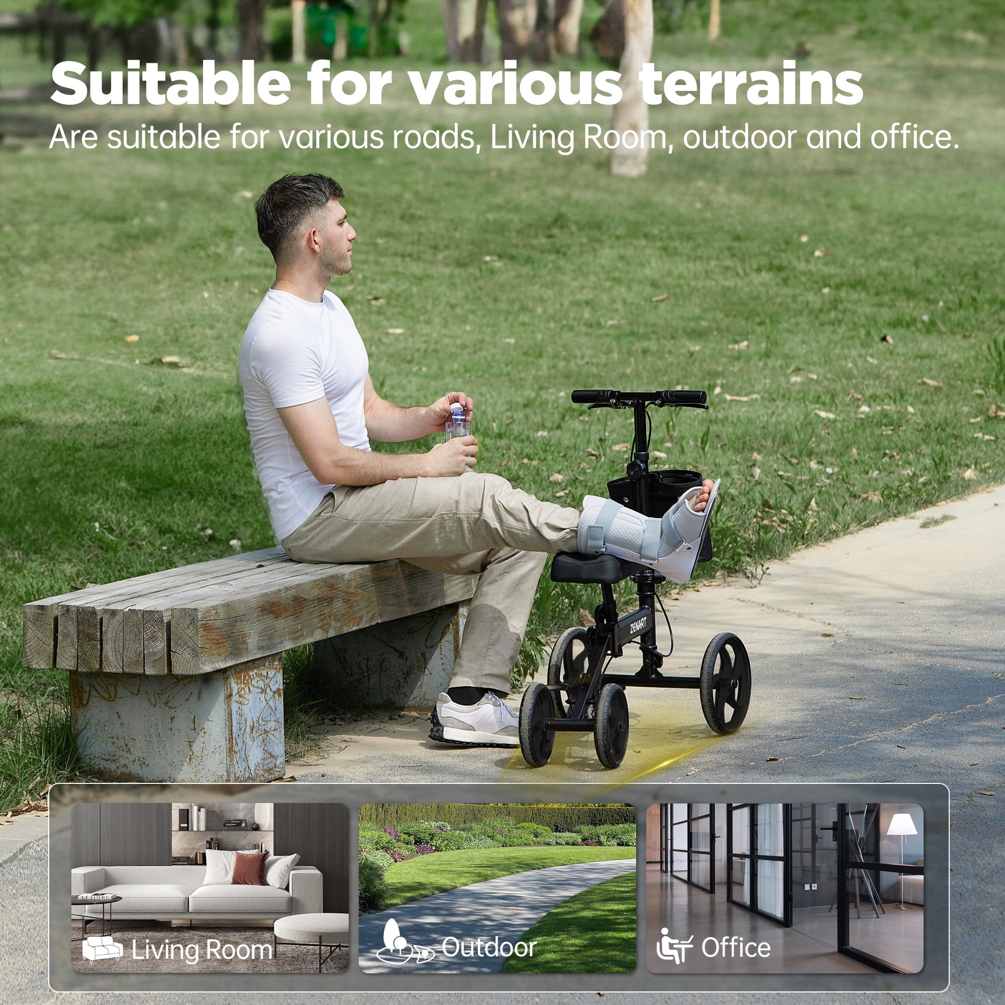 ZENART Economy Knee Scooter Foldable Walker for Foot Surgery
