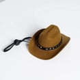 thumbnail image 2 of Dog Cowboy Hat with Star Decorated Band and Adjustable Chin Strap, 1 Piece, Coffee Brown, for Small to Medium Dogs and Cats, Pet Accessory, 2 of 6