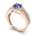 thumbnail image 2 of Clara Pucci 14K Rose Gold Solid Gold Tanzanite Halo Anniversary Ring for Women - 1.83 cttw Round Cut, 2 of 8