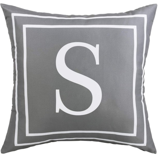 BLEUM CADE Grey Throw Pillow Covers English Alphabet S Pillow Covers