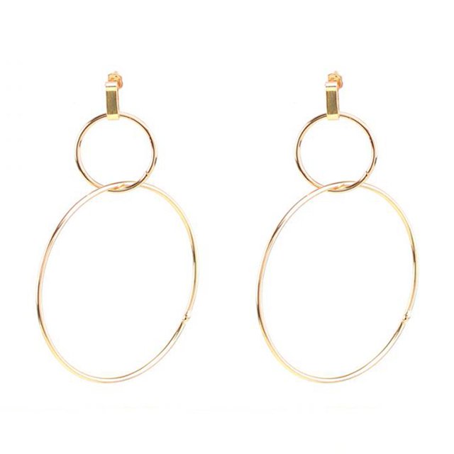 1 par de pendientes de aro grandes de cobre para mujer, pendientes de tuerca, decoración, joyería, regalo dorado