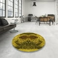 thumbnail image 4 of Ahgly Company Machine Washable Indoor Square Transitional Yellow Area Rugs, 4' Square, 4 of 7