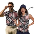 thumbnail image 2 of HUIACONG Vintage American Flag Print Golf Shirts for Men Quarter Zip Short Sleeve Matching Couple Outfits Quick Dry Patriotic Mens Shirts Casual Collared Tops for Golf Outdoor Sports Activities Man L, 2 of 7