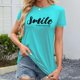 thumbnail image 2 of Camiseta informal de manga corta con cuello en V y estampado para mujer - Poliéster y spandex, transpirable, diseño floral - Top de moda para verano/otoño, 2 of 6