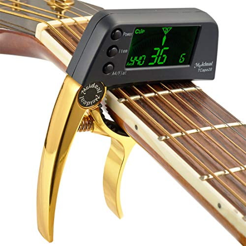 Gold Dreokee Guitar Capo Tuner for Bass Acoustic Electric Guitar Chromatic Professional Change Key