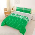 thumbnail image 3 of Castle Fairy Retro Lace Trim Stripe King Size Comforter Sets 3pcs,Minimalist Heart Pattern Comforters King Size,Emerald Green White,Reversible,1 Comforter and 2 Pillowcases, 3 of 6